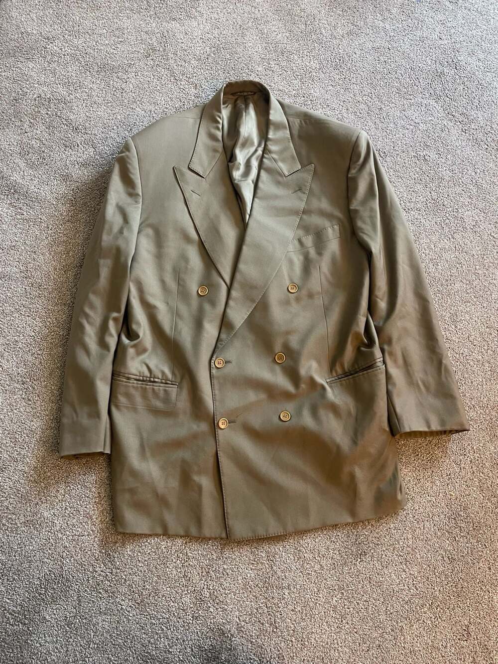 Canali Double-Breasted Wool Blazer, Size 56R